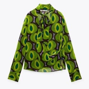 NWT Zara tie neck blouse